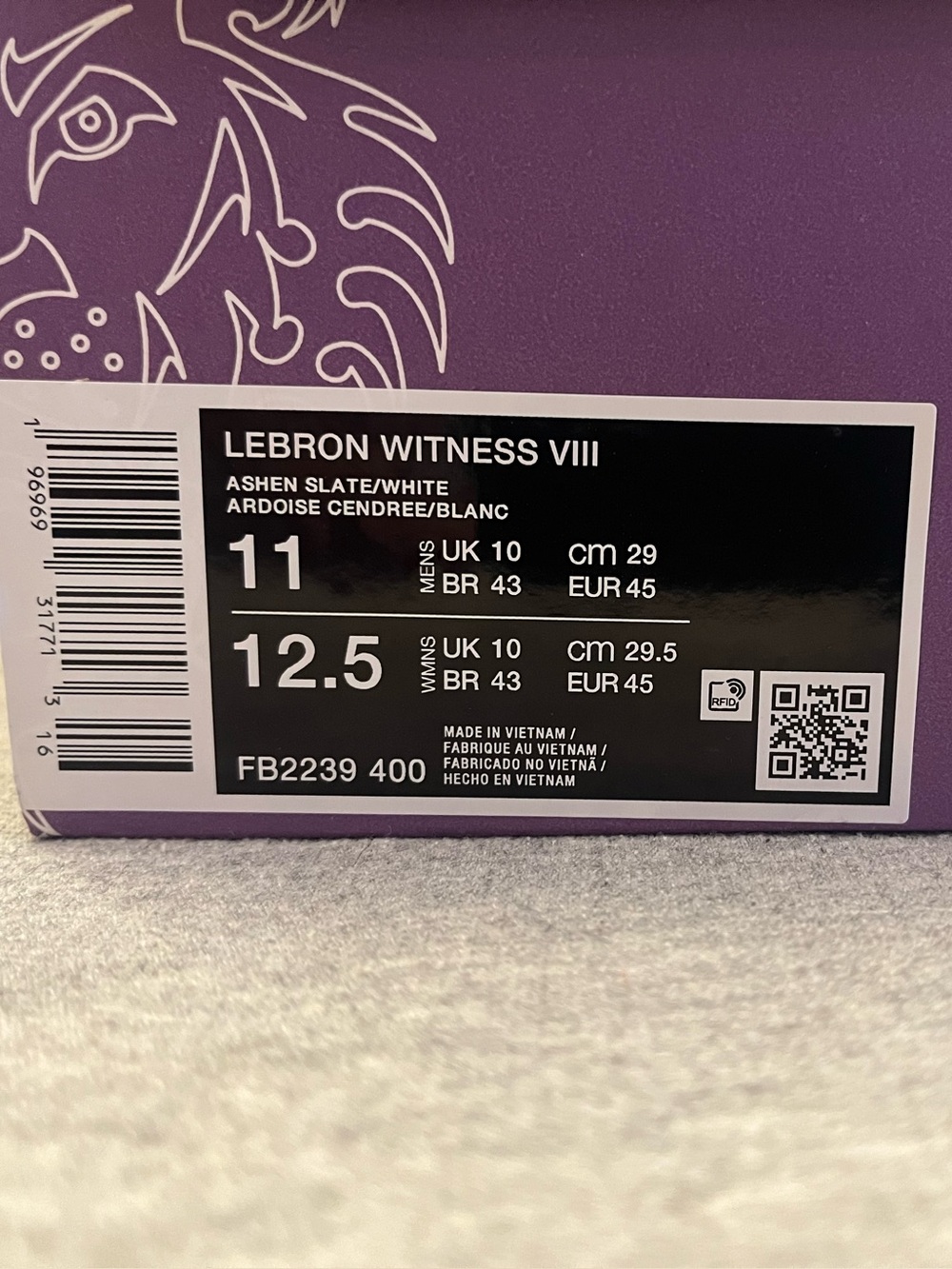 Nike Lebron Witness VIII Ashen Slate White Men's Shoe Size 11 FB2239-400 - Picture 10 of 11